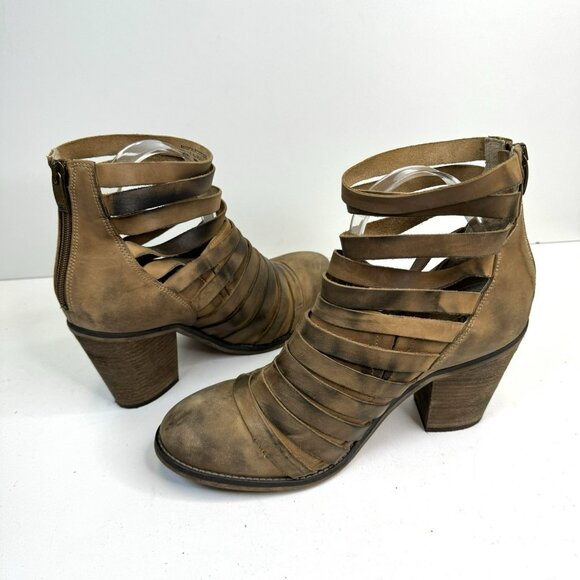 Free People Hybrid Heel Booties Women’s Size 10 EU 41 Tan Leather Ankle Boots - Picture 6 of 11